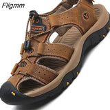 Fligmm Genuine Leather Men Shoes Summer New Large Size Men's Sandals Men Sandals Fashion Sandals Slippers Big Size 38-47