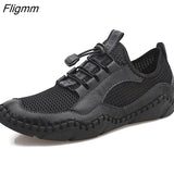 Fligmm Men Shoes Spring Soft Loafers Lazy Shoes Lightweight Leather Mesh Casual Shoes Men Sneakers Tenis Masculino Zapatillas Hombre