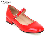 Fligmm Flat Shoes Women Mary Jane Ladies Shoes Flats Fall Buckle School Shoes Ballerina Flats Footwear Black Big Size 9 10 43