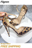 Fligmm Ankle Strap Women Leopard Pointy Toe High Heel Shoes Summer Sexy Ladies Fashion Party Dress Stiletto Pumps 120 100 80mm