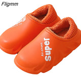 Fligmm Women Winter Fur Slippers Waterproof Warm Plush Household Slides Indoor Home Thick Sole Footwear Non-Slip Cloud  Plush Slides