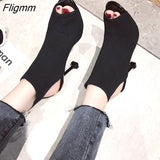 Fligmm Toe Thin Heels High Heel sandals women 2023 Summer shoes woman Europe Open Toe Knitted Elastic Mesh ladies shoes female