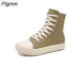 Fligmm Autumn New Style Women Casual Shoes Platform Sneakers PU Leather Shoes Woman High Top White Sewing Shoes Tenis Feminino