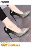 Fligmm color Pointed Toe Shallow 10CM High heels pumps women shoes2023 Office Mixed Colors Thin Heels Rubber sole ladies shoes