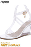 Fligmm Wedges Sandals Women Summer Transparent High Heels PVC Slippers Open Toe Sexy Wedding Shoes Platform Sandals Clear Shoes tyu