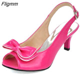 Fligmm Women Sandals Summer Shoes Woman Sandals Peep Toe High Heels Shoes Bow Ladies Heel Sandals Yellow Large Size 11 12 45 46