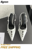 fligmm Brand Sandals Women Spring Mules Summer Thin Stiletto Rivet Lace-up Sandal European American Banquet Show Shoes Party Pumps