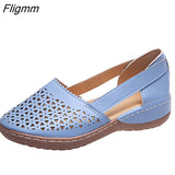 Fligmm Wedges Women Shoes Orthopedic Sandals Office Shoes Woman Slip-On Gladiator Casual Ladies Shoes Gingham Hollow Breathable 423-2