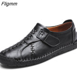 Fligmm Men Casual Shoes Handmade Moccasins Luxury Brand Rubber Sole Mens Loafers Black Sneakers Formal Shoes Size 46 Footwear