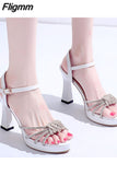 Fligmm Crystal Platform Women's Sandals Summer 2023 Ankle Strap Super High Heels Gladiator Shoes Woman Thin Heel Sandalias Mujer