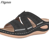 Fligmm Women Wedge Sandals Premium Orthopedic Open Toe Sandals Vintage Anti-Slip Leather Casual Female Platform Retro Shoes New