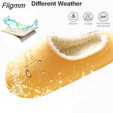 Fligmm Winter Waterproof Home Slippers Womens 2023 Plush Warm House Female Soft Slippers Non-Slip Memory Foam Couples Shoes Outdoor