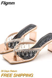 Fligmm 2023 New Brand Strange High Heels Flip Flops Women Slippers Fashion Crystal Fringe V-Strap Sandals Shoes Mules Sliders