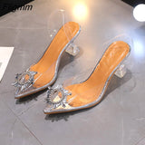 Fligmm Summer Women Elegant Pumps Sky High Heels Bling Crystal Shoes Woman Sexy Ladies Party Club Dress Transparent Slippers