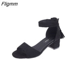 Fligmm High Heels Sandals Women New Summer Shoes Woman Fashion Sexy Open Toe Riband Ankle Strap Square Heel Party Female Shoes