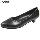 Fligmm Heels Women Shoes Round Toe Slip-On High Heels Office Ladies Black Patent Leather Pumps Spring Autumn Pu Shallow Shoes