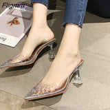 Fligmm Summer Women Elegant Pumps Sky High Heels Bling Crystal Shoes Woman Sexy Ladies Party Club Dress Transparent Slippers