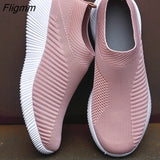 Fligmm Women Shoes Breathable Flats Elastic Flat Shoes For Women Sneakers Zapatos Mujer Spring Summer Footwear Lightweight Sports Shoes