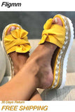 Fligmm Women Slippers Summer 2023 Platform Wedges Mid Heels Bow Tie Peep Toe Fashion Slides Beach Outdoor Ladies Shoes Zapatos De Mujer