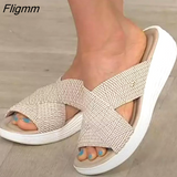 Fligmm Women Sandals Soft Bottom Low Heels Summer Sandalias Mujer Casual Beach Slippers Summer Flip Flops Shoes Women Luxury Sandals