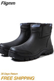 Fligmm Boots Waterproof Spring Winter Shoes Men Rain Boy's Water Rubber Black Ankle Boots Slip-on Botas 4p