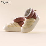 Fligmm Warm Women Snow Boots Winter New Style Men's Cotton Slippers Indoor Outdoor High Top Plush Lining Shoes Drop Shop