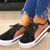 Fligmm Women Sneakers 2023 Fashion Lace Up Sneakers For Women Comfortable Platform Sneakers Soft Casual Shoes Plus Size Female Footwear