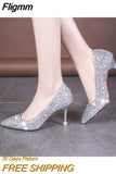 Fligmm Silver High Heels Glitter Heels Pointed Heels Mary Jane Shoes Evening Shoes Dress Shoes Women Pumps Thin Heels Summer d8