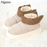 Fligmm Warm Women Snow Boots Winter New Style Men's Cotton Slippers Indoor Outdoor High Top Plush Lining Shoes Drop Shop