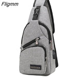 Fligmm Men's USB Chest Bag Designer Men Messenger Crossbody Package PU Leather Shoulder Bags Package Travel Chest Bag Bolso Hombre