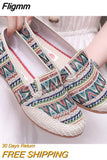 Fligmm Ladies Casual Comfort Bohemian Slip On Lazy Shoes Female Womens Flat Slip On Canvas Strap Loafers Straw Espadrilles