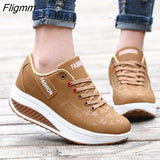 Fligmm Women Sneakers 2023 Breathable Lace Up Wedges Platform Vulcanize Shoes Fashion Women Casual Shoes Tenis Feminino Female Shoes