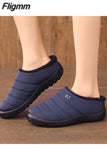 Fligmm Non-Slip Waterproof Winter Shoes Women Thicken Plush Home Couple Slippers Woman Comfortable Soft Sole Casual Cotton Shoes