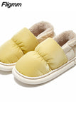 Fligmm 2023 Warm Down Slippers Women Winter Non-Slip Waterproof Plush Slippers for Unisex Soft Sole Couple Cotton Padded Shoes