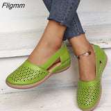 Fligmm Wedges Women Shoes Orthopedic Sandals Office Shoes Woman Slip-On Gladiator Casual Ladies Shoes Gingham Hollow Breathable 423-2