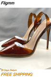 Fligmm Brown Summer Women Sexy Transparent Soft PVC Pointy Toe High Heel Slingback Shoes Jelly Stiletto Pumps 12cm 10cm 8cm