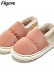 Fligmm 2023 Warm Down Slippers Women Winter Non-Slip Waterproof Plush Slippers for Unisex Soft Sole Couple Cotton Padded Shoes