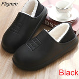 Fligmm Winter Waterproof Home Slippers Womens 2023 Plush Warm House Female Soft Slippers Non-Slip Memory Foam Couples Shoes Outdoor