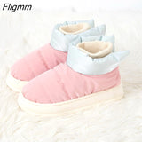 Fligmm Warm Women Snow Boots Winter New Style Men's Cotton Slippers Indoor Outdoor High Top Plush Lining Shoes Drop Shop