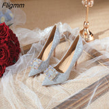 Fligmm Women Pointed Toe Thin High Heels Bling Crystal Ladies Elegant Fashion Pumps Party Wedding Shoes Autumn Spring Winter