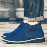 Fligmm New Spring Autumn Fashion Casual For Men Ankle Chelsea Boots Men Shoes Cow Suede Leather Slip On Motorcycle Men Boot