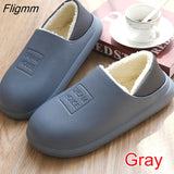 Fligmm Winter Waterproof Home Slippers Womens 2023 Plush Warm House Female Soft Slippers Non-Slip Memory Foam Couples Shoes Outdoor