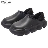 Fligmm Women Winter Fur Slippers Waterproof Warm Plush Household Slides Indoor Home Thick Sole Footwear Non-Slip Cloud  Plush Slides