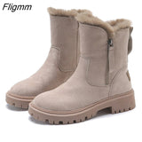 Fligmm Boots Women Shoes New Platform Warm Fashion Snow Boots Size 42 Punk Shoes Plush Chunky Boots Non-Slip Botas De Mujer