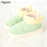 Fligmm Warm Women Snow Boots Winter New Style Men's Cotton Slippers Indoor Outdoor High Top Plush Lining Shoes Drop Shop