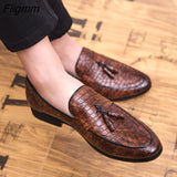 Fligmm Braided Pattern Genuine Leather Shoes Slip-on Casual Loafers Men's Business Shoes Formal Dress Shoes Zapatos Dropshipping