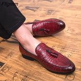 Fligmm Braided Pattern Genuine Leather Shoes Slip-on Casual Loafers Men's Business Shoes Formal Dress Shoes Zapatos Dropshipping