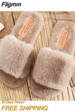 Fligmm Winter Women Furry Slippers Soft Plush Faux Fur Floor Shoes Indoor Ladies Warm Home Slippers Open Toe Fluffy House Slides