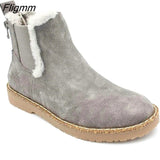 Fligmm Snow Boots Women 2023 Winter Warm Fashion Designer Platform Boots Gladiator Non-slip Short Plush Flats Suede Shoes Mujer