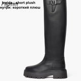 Fligmm Ins Brand Women Genuine Leather Knee High Boots Riding Boots Platform Chunky Heel Long Boots Ladies Autumn Winter Shoes